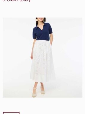 JCrew Factory Cotton Eyelet MIDI Skirt, size Small
